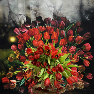 Tulpen rot Pigmentdruck