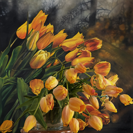 Tulpen gelb  Pigmentdruck